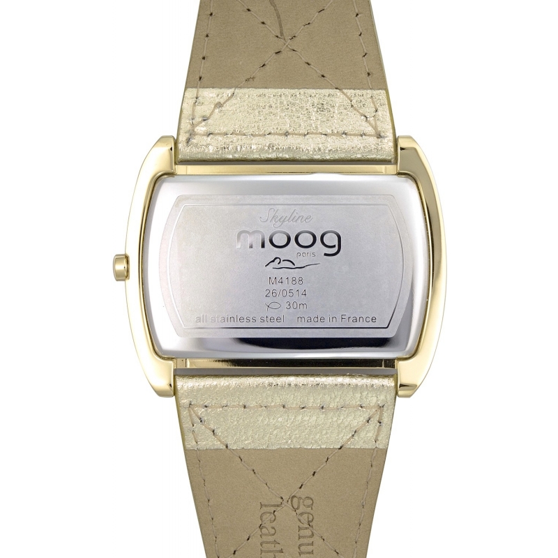 Moog Paris Skyline Women S Watch With White Mother Of Pearl Dial Gold Genuine Leather Strap